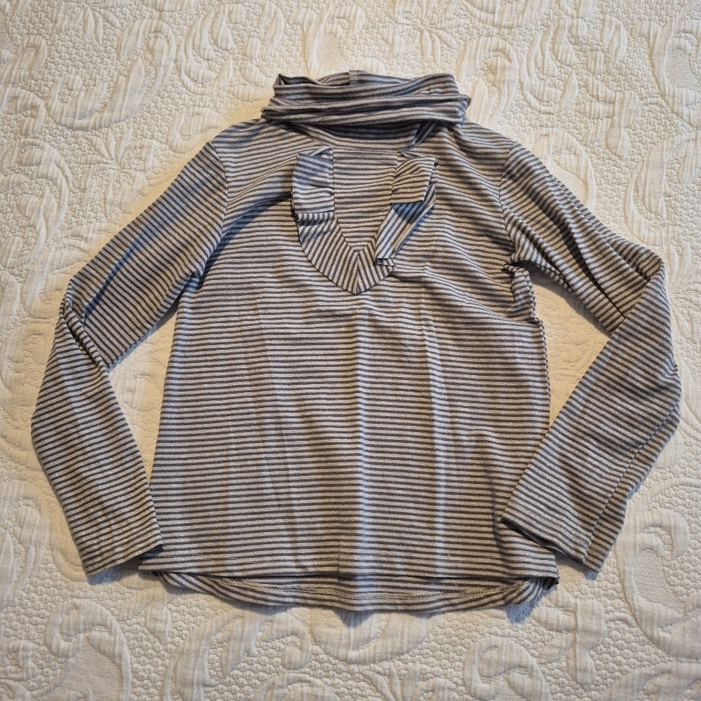 Zara girls 5-6 years striped turtleneck sparkly filament 2 tone gray VGUC